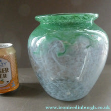 Load image into Gallery viewer, SCOTTISH GLASS. 1940s 1950s Clear Blue and Green Vasart Vase SIGNED
