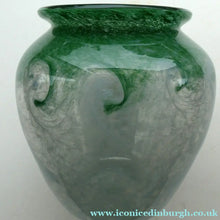 Load image into Gallery viewer, SCOTTISH GLASS. 1940s 1950s Clear Blue and Green Vasart Vase SIGNED
