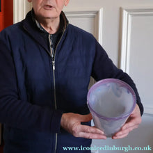 Load image into Gallery viewer, SCOTTISH GLASS. Pale Pastel Colours. Signed VASART Glass Bucket Vase. 7 3/4 inches
