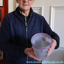 Load image into Gallery viewer, SCOTTISH GLASS. Pale Pastel Colours. Signed VASART Glass Bucket Vase. 7 3/4 inches
