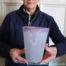 Load image into Gallery viewer, SCOTTISH GLASS. Pale Pastel Colours. Signed VASART Glass Bucket Vase. 7 3/4 inches
