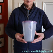 Load image into Gallery viewer, SCOTTISH GLASS. Pale Pastel Colours. Signed VASART Glass Bucket Vase. 7 3/4 inches
