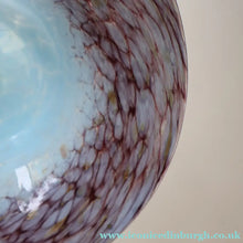 Load image into Gallery viewer, SCOTTISH GLASS. Pretty VASART Shallow Sky Blue Mottled Bowl with Black and Gold Aventurine Flecks on Rim. 6 inches 
