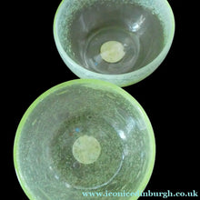 Load image into Gallery viewer, SCOTTISH GLASS. Rare Pair of Simple Small MONART URANIUM Bowls. Each with Monart Labels

