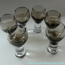 Load image into Gallery viewer, SIX Caithness CANISBAY LARGE Peat Coloured Wine Glasses. Space Age Shape. 5 1/4 inches in height
