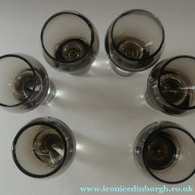 Load image into Gallery viewer, SIX Caithness CANISBAY LARGE Peat Coloured Wine Glasses. Space Age Shape. 5 1/4 inches in height
