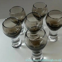 Load image into Gallery viewer, SIX Caithness CANISBAY LARGE Peat Coloured Wine Glasses. Space Age Shape. 5 1/4 inches in height
