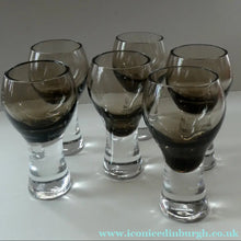 Load image into Gallery viewer, SIX Caithness CANISBAY LARGE Peat Coloured Wine Glasses. Space Age Shape. 5 1/4 inches in height
