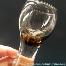 Load image into Gallery viewer, SET OF SIX Caithness CANISBAY Small Brown Coloured Glasses (Peat) Space Age Shape. 4 3/8 inches in height
