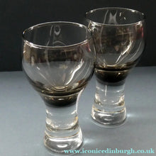 Load image into Gallery viewer, SET OF SIX Caithness CANISBAY Small Brown Coloured Glasses (Peat) Space Age Shape. 4 3/8 inches in height
