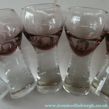 Load image into Gallery viewer, Set of Six Small Liqueur or Shot Glass Canisbay Caithness Purple Heather Shade
