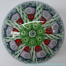 Load image into Gallery viewer, SCOTTISH PAPERWEIGHT. Strathearn Glass Millefiori Canes and Latticino Nine Spokes
