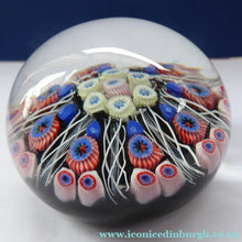 Load image into Gallery viewer, SCOTTISH PAPERWEIGHT. Strathearn Glass with Millefiori Canes and Latticino Eight Spokes
