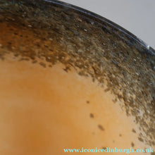 Load image into Gallery viewer, SCOTTISH GLASS. Unusual Orange Colour. Signed VASART Glass Bucket Vase with Gold Aventurine. 7 1/2 inches
