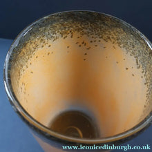 Load image into Gallery viewer, SCOTTISH GLASS. Unusual Orange Colour. Signed VASART Glass Bucket Vase with Gold Aventurine. 7 1/2 inches
