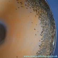 Load image into Gallery viewer, SCOTTISH GLASS. Unusual Orange Colour. Signed VASART Glass Bucket Vase with Gold Aventurine. 7 1/2 inches
