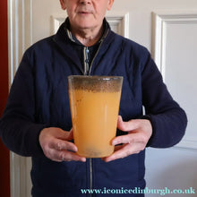 Load image into Gallery viewer, SCOTTISH GLASS. Unusual Orange Colour. Signed VASART Glass Bucket Vase with Gold Aventurine. 7 1/2 inches - British
