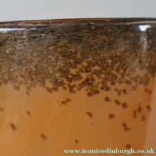 Load image into Gallery viewer, SCOTTISH GLASS. Unusual Orange Colour. Signed VASART Glass Bucket Vase with Gold Aventurine. 7 1/2 inches
