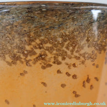 Load image into Gallery viewer, SCOTTISH GLASS. Unusual Orange Colour. Signed VASART Glass Bucket Vase with Gold Aventurine. 7 1/2 inches
