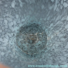 Load image into Gallery viewer, SCOTTISH GLASS. Very Large MONART Glass Vase. Bulbous Shape (MF). Mottled Pale Blue with Peach Flecks. 10 1/2 inches high

