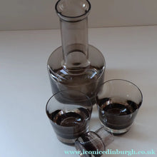 Load image into Gallery viewer, Scottish Glass. Vintage 1960s Caithness PEAT Glass Morven Decanter &amp; Two Large Whisky Tumblers
