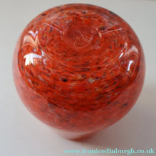 Load image into Gallery viewer, SCOTTISH GLASS. Vintage 1960s SMALL Orange Strathearn Bulbous Shape Vase with Leaping Salmon Mark
