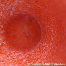 Load image into Gallery viewer, SCOTTISH GLASS. Vintage 1960s SMALL Orange Strathearn Bulbous Shape Vase with Leaping Salmon Mark
