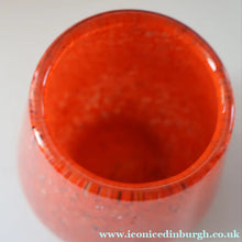 Load image into Gallery viewer, SCOTTISH GLASS. Vintage 1960s SMALL Orange Strathearn Bulbous Shape Vase with Leaping Salmon Mark
