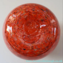 Load image into Gallery viewer, SCOTTISH GLASS. Vintage 1960s SMALL Orange Strathearn Bulbous Shape Vase with Leaping Salmon Mark
