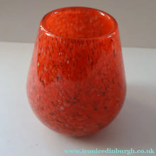 Load image into Gallery viewer, SCOTTISH GLASS. Vintage 1960s SMALL Orange Strathearn Bulbous Shape Vase with Leaping Salmon Mark
