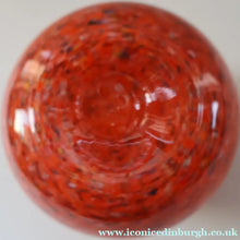 Load image into Gallery viewer, SCOTTISH GLASS. Vintage 1960s SMALL Orange Strathearn Bulbous Shape Vase with Leaping Salmon Mark
