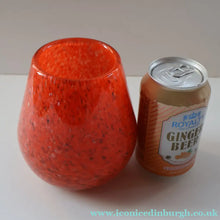Load image into Gallery viewer, SCOTTISH GLASS. Vintage 1960s SMALL Orange Strathearn Bulbous Shape Vase with Leaping Salmon Mark
