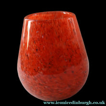 Load image into Gallery viewer, SCOTTISH GLASS. Vintage 1960s SMALL Orange Strathearn Bulbous Shape Vase with Leaping Salmon Mark
