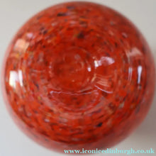 Load image into Gallery viewer, SCOTTISH GLASS. Vintage 1960s SMALL Orange Strathearn Bulbous Shape Vase with Leaping Salmon Mark
