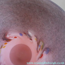 Load image into Gallery viewer, SCOTTISH GLASS. Vintage 1960s Strathearn Vase Aventurine Inclusions, Tutti Frutti Swirls. Leaping Salmon Mark.  8 inches
