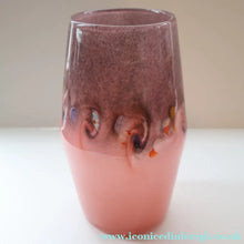 Load image into Gallery viewer, Scottish Glass. Vintage 1960s Strathearn Vase with Tutti Frutti Swirls. Leaping Salmon Mark. 8 inches - British Glass
