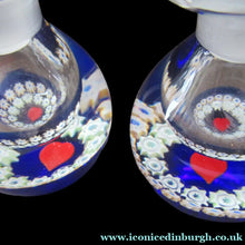 Load image into Gallery viewer, 1980s Caithness Scottish Glass Perfume Bottle Valentine's Love Heart Inclusion Millefiori
