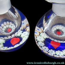 Load image into Gallery viewer, 1980s Caithness Scottish Glass Perfume Bottle Valentine's Love Heart Inclusion Millefiori
