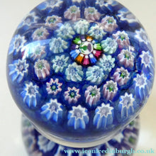 Load image into Gallery viewer, SCOTTISH GLASS. Vintage JOHN DEACONS Perfume Bottle Blue with Millefiori Canes. Thistle Canes
