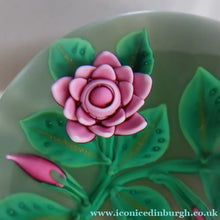 Load image into Gallery viewer, SCOTTISH Limited Edition  (1/10) 2014 Lampwork Paperweight. Pink Roses Design by William Manson Jnr. Signed to the side
