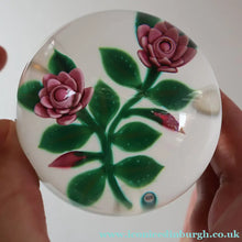 Load image into Gallery viewer, SCOTTISH Limited Edition  (1/10) 2014 Lampwork Paperweight. Pink Roses Design by William Manson Jnr. Signed to the side
