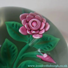 Load image into Gallery viewer, SCOTTISH Limited Edition  (1/10) 2014 Lampwork Paperweight. Pink Roses Design by William Manson Jnr. Signed to the side
