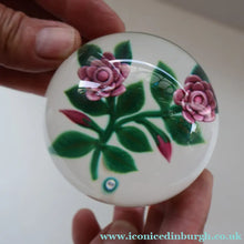 Load image into Gallery viewer, SCOTTISH Limited Edition  (1/10) 2014 Lampwork Paperweight. Pink Roses Design by William Manson Jnr. Signed to the side

