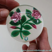 Load image into Gallery viewer, SCOTTISH Limited Edition  (1/10) 2014 Lampwork Paperweight. Pink Roses Design by William Manson Jnr. Signed to the side
