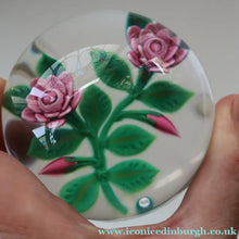 Load image into Gallery viewer, SCOTTISH Limited Edition  (1/10) 2014 Lampwork Paperweight. Pink Roses Design by William Manson Jnr. Signed to the side
