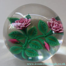 Load image into Gallery viewer, SCOTTISH Limited Edition  (1/10) 2014 Lampwork Paperweight. Pink Roses Design by William Manson Jnr. Signed to the side
