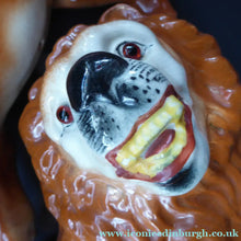 Load image into Gallery viewer, ANTIQUE PAIR of Victorian Standing Staffordshire Style Bo'ness Lions. Large &amp; Substantial Pair in Excellent Condition
