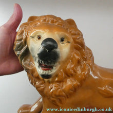 Load image into Gallery viewer, SiNGLE ANTIQUE Victorian Standing Staffordshire Style Bo'ness Lion. Large in Excellent Condition
