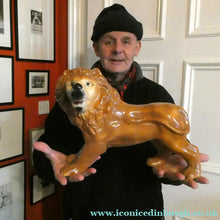 Load image into Gallery viewer, SiNGLE ANTIQUE Victorian Standing Staffordshire Style Bo'ness Lion. Large in Excellent Condition
