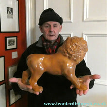 Load image into Gallery viewer, SiNGLE ANTIQUE Victorian Standing Staffordshire Style Bo'ness Lion. Large in Excellent Condition
